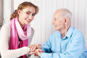 Caregiver comforting a senior