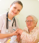 senior woman and female doctor