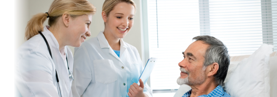 two female staff and doctor