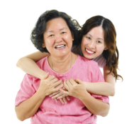 Female hugging patient